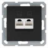 Розетка компьютерная 2-м RJ45 IP20 кат. 5E механизм антрацит Jasmart G6106B 1945156