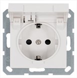 Розетка 1-м Shuko 16А IP20 с заземл. защ. шторки с крышкой механизм бел. глянцевый Jasmart G5505W 1945131