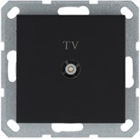 Розетка телевизионная проходная TV Ф9.5мм механизм черн. матов. soft touch Jasmart G6002PB 1945202