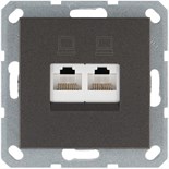 Розетка компьютерная 2-м RJ45 IP20 кат. 5E механизм мокко Jasmart G6106Z 1945158