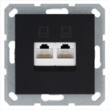 Розетка компьютерная 2-м RJ45 IP20 кат. 5E механизм черн. матов. soft touch Jasmart G6106PB 1945160