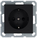 Розетка 1-м Shuko 16А IP20 с заземл. защ. шторки механизм черн. матов. soft touch Jasmart G5501PB 1945128