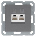 Розетка компьютерная 2-м RJ45 IP20 кат. 5E механизм алюм. Jasmart G6106S 1945155