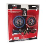 JTC-4499 - Устройство для заправки автокондиционера с магнитным ремнем JTC - 
Прибор легко крепится к поверхности на магнитный ремень или металлический крючок.
Манометры защищены резиновым чехлом, диаметр 80 мм.
Высокое давление: 0-500 psi/ 0-35 кг/см& JTC-4499