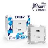 Розетка 2-м USB СП Pixel тип A+A 5В 1х2.1А 2х1.05А механизм айс TOKOV ELECTRIC TKE-PX-2USB-C34 1909880