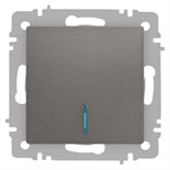 Выключатель Accent 6-102-09 с подсветкой 10А-250В IP20 СУ AL/CU титан Intro Б0063460 1931317