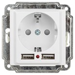 Розетка Intro Accent 6-410-01 P+E Schuko со шторками 16А-250В + 2хUSB IP20 СУ бел. Intro Б0063689 1913959