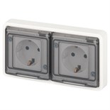 Розетка Эксперт 11-2523-01 2х2P+E гориз. IP55 16А-250В СУ бел. Эра Б0063276 1871643