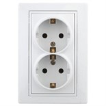 Розетка 2-м СП Plano 1-208-01 16А IP20 250В 2х2P+E Schuko защ. шторки бел. Intro Б0053933 1672651