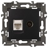 Розетка компьютерная + телевизионная 2-м Elegance 14-3110-05 RJ45 + TV IP20 механизм антрацит Эра Б0034318 1231983