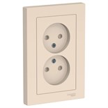 Розетка 2-м СП AtlasDesign 16А IP20 без заземл. защ. шторки в сборе беж. SE ATN000222 1240187