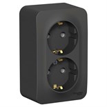 Розетка 2-м ОП Blanca 16А IP20 250В с заземл. без защ. шторок антрацит SE BLNRA010206 1210620