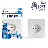 Розетка 1-м СП Pixel 16А IP20 с заземл. защ. шторки в сборе айс TOKOV ELECTRIC TKE-PX-R1FZSF-C34 1909865