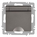 Розетка Accent 6-203-09 2P+E Schuko с крышкой 16А-250В IP20 СУ AL/CU титан Intro Б0063471 1931478