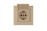 Розетка 1-м с крышкой Karea RIZZ с заземл. крем Makel 88010029 1889508