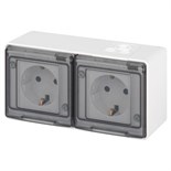 Розетка Эксперт 11-2503-01 2х2P+E гориз. IP55 16А-250В ОУ бел. Эра Б0063264 1871639