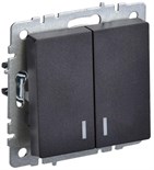 Выключатель 2-кл. СП BRITE ВС10-2-1-БрЧ 10А с индик. механизм черн. IEK BR-V20-1-10-K02 1623724