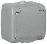 Розетка 1-м ОП Aquatic РСш12-2-А 16А IP54 с заземл. с крышкой сер. IEK ERA12-K03-16-54 1288453