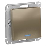 Выключатель 1-кл. СП AtlasDesign 10А IP20 (сх. 1а) 10AX с подсветкой механизм шампань SE ATN000513 1240313