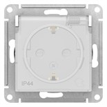 Розетка 1-м СП AtlasDesign Aqua 16А IP44 с заземл. защ. шторки с крышкой механизм бел. SE ATN440146 1240175