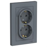 Розетка 2-м СП AtlasDesign 16А IP20 с заземл. в сборе грифель SE ATN000724 1240403