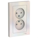 Розетка 2-м СП AtlasDesign 16А IP20 без заземл. защ. шторки в сборе жемчуж. SE ATN000422 1240273