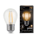 Лампа светодиодная филаментная Black Filament 7Вт P45 шар 2700К тепл. бел. E27 550лм GAUSS 105802107 487712