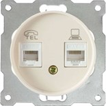 Розетка компьютерная + телефонная 2-м СП Florence RJ45 + RJ11 кат.5E механизм беж. (1E20801301) OneKeyElectro 2172794 467463