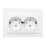 Розетка 2-м СП Минск 16А IP20 с заземл. защ. шторки бел. Basic EKF ERR16-128-100 453866