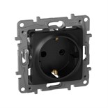 Розетка 1-м СП Etika 16А IP31 250В 2P+E с заземл. защ. шторки немецк. стандарт винтов. клеммы механизм антрацит Leg 672622 437654