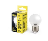 Лампа светодиодная Eco G45 5Вт шар 3000К тепл. бел. E27 450лм 230-240В IEK LLE-G45-5-230-30-E27 422014