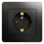 Розетка 1-м СП 1мод. Glossa 16А IP20 с заземл. в сборе антрацит SE GSL000742 400332