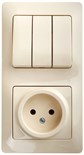 Блок комбинированный Glossa (розетка + 3-кл. выкл.) беж. SE GSL000276 400541