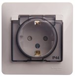 Розетка 1-м СП Glossa 16А IP44 с заземл. защ. шторки с крышкой в сборе бел. SE GSL000148 275157