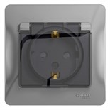 Розетка 1-м СП Glossa 16А IP44 с заземл. защ. шторки с крышкой в сборе алюм. SE GSL000348 1063750