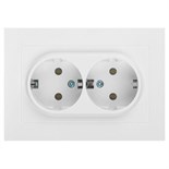 Розетка Intro Accent 6-205-01 2X2P+E Schuko 16А-250В IP20 СУ AL/CU бел. Intro Б0063485 1913951