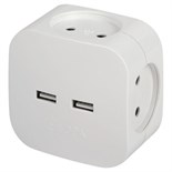 Разветвитель электрический SP-4-USB-W на 4 розетки 220В+ 2xUSB 2400мА без заземл 10А бел. Эра Б0049532 1699030