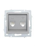 Розетка компьютерная + телефонная 2-м СП Vesna механизм платина LEZARD 742-3588-143 1633881