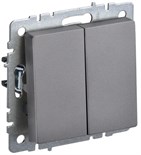 Выключатель 2-кл. СП BRITE ВС10-2-0-БрС 10А механизм сталь IEK BR-V20-0-10-K46 1617271