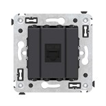 Розетка компьютерная 1-м СП Avanti "Черный матовый" RJ45 кат.5E без шторок механизм DKC 4412663 1605781