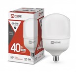 Лампа светодиодная высокомощная LED-HP-PRO 40Вт цилиндр 4000К нейтр. бел. E27 3800лм 230В с адаптером E40 IN HOME 4690612031095 558793