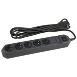Удлинитель с сетевым фильтром 5х1.5м с заземл. 10А IP20 2хUSB ПВС 3х0.75 с выкл. черн. Эра Б0019036 474269
