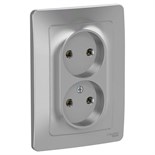 Розетка 2-м СП Blanca 16А IP20 250В без заземл. без защ. шторок алюм. SE BLNRS000023 1210331