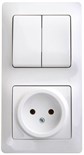 Блок комбинированный Glossa (розетка + 2-кл. выкл.) бел. SE GSL000172 400529