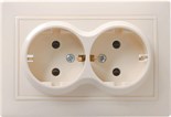 Розетка 2-м СП Кварта РС12-3-ККм 16А IP20 с заземл. без защ. шторок крем. IEK ERK24-K33-16-DM 245476