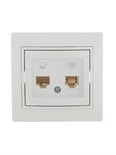 Розетка компьютерная + телефонная 2-м СП Mira RJ45 + RJ11 бел./бел. LEZARD 701-0202-143 193154