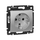 Розетка 1-м СП Valena 16А IP21 230/250В 2P+E с заземл. защ. шторки на винтах механизм алюм. Leg 770121 128573