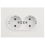 Розетка Accent 6-205-01М 2X2P+E Schuko 16А-250В IP20 СУ AL/CU бел. матов. Intro Б0063487 1931489