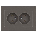 Розетка Accent 6-204-09 2х2P 16А-250В IP20 СУ AL/CU титан Intro Б0063433 1931488