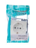Розетка 1-м СП Vesna с заземл. защ. шторки ПБТ механизм бел. LEZARD 742-0288-124B 1633922
